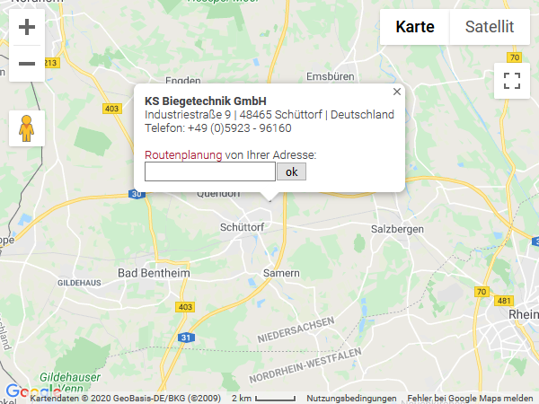 Anfahrtsbeschreibung zu KS Biegetechnik GmbH auf Google Maps öffnen