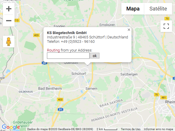 Abrir direcções para a KS Biegetechnik GmbH no Google Maps