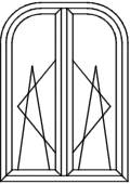 Korbogenfenster - Typ A440PF - wie V440PF angeschlagen: 2 x Flügel D/K