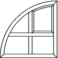 Rundbogenfenster - Typ V310 - Blendrahmen und Flügel verschweißt Glasleiste fertig eingepasst 2 x Glasleiste und 1 x Glasleiste fertig eingepasst Sprossenkreuz
