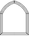 Spitzbogenfenster Typ V180 - Spitzbogenrohling mit Schenkel Blendrahmen und Flügel fertig verschweißt Glasleiste fertig eingepasst