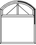 Stichbogenfenster Typ OA146 - wie V146  angeschlagen: Flügel mit glasteilender Sprosse und Oberlichtbeschlag  Glasleiste im eckigen Teil