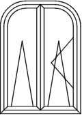 Korbogenfenster - Typ A440S - wie V440S angeschlagen: 1 x Flügel D/K 1 x Flügel D mit Stulp