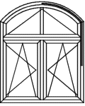 Segmentbogenfenster Typ A154PF - wie V154PF angeschlagen: Flügel mit glasteilender Sprosse und Oberlichtbeschlag 2 x Flügel D/K mit Pfosten Segmentbogenfenster Typ A154PF - wie V154PF angeschlagen: Flügel mit glasteilender Sprosse und Oberlichtbeschlag 2 x Flügel D/K mit Pfosten