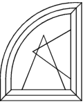 Rundbogenfenster - Typ A300 - wie V300 angeschlagen: 1 x Flügel D/K Rundbogenfenster - Typ A300 - wie V300 angeschlagen: 1 x Flügel D/K