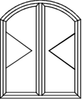 Stichbogenfenster Typ A120DP - wie V120PF angeschlagen: 2 x Flügel Dreh Stichbogenfenster Typ A120DP - wie V120PF angeschlagen: 2 x Flügel Dreh