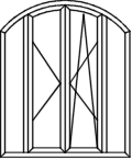Stichbogenfenster Typ A162 - wie V162 angeschlagen: 1 x Flügel Dreh; 1 x Flügel Dreh/Kipp Stichbogenfenster Typ A162 - wie V162 angeschlagen: 1 x Flügel Dreh; 1 x Flügel Dreh/Kipp