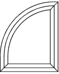 Rundbogenfenster - Typ V300 - 1/4 Rundbogenrohling ohne Schenkel Blendrahmen und Flügel fertig verschweißt Glasleiste fertig eingepasst Rundbogenfenster - Typ V300 - 1/4 Rundbogenrohling ohne Schenkel Blendrahmen und Flügel fertig verschweißt Glasleiste fertig eingepasst