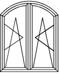 Stichbogenfenster Typ A120PF - wie V120PF angeschlagen: 2 x Flügel D/K mit Pfosten Stichbogenfenster Typ A120PF - wie V120PF angeschlagen: 2 x Flügel D/K mit Pfosten