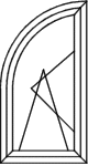 Rundbogenfenster - Typ A350 - wie V350 angeschlagen: 1 x Flügel D/K Rundbogenfenster - Typ A350 - wie V350 angeschlagen: 1 x Flügel D/K